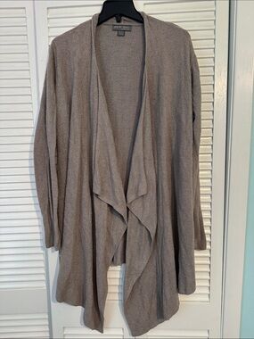 Barefoot Dreams Taupe Open-Front Draped Cardigan